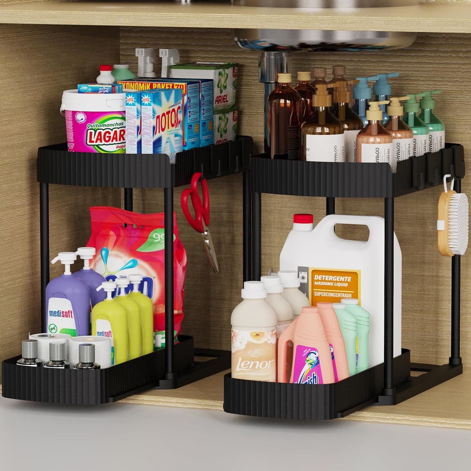 Ukeetap Pull-Out Under-Sink Organizer, 12.8 in, 2 pack