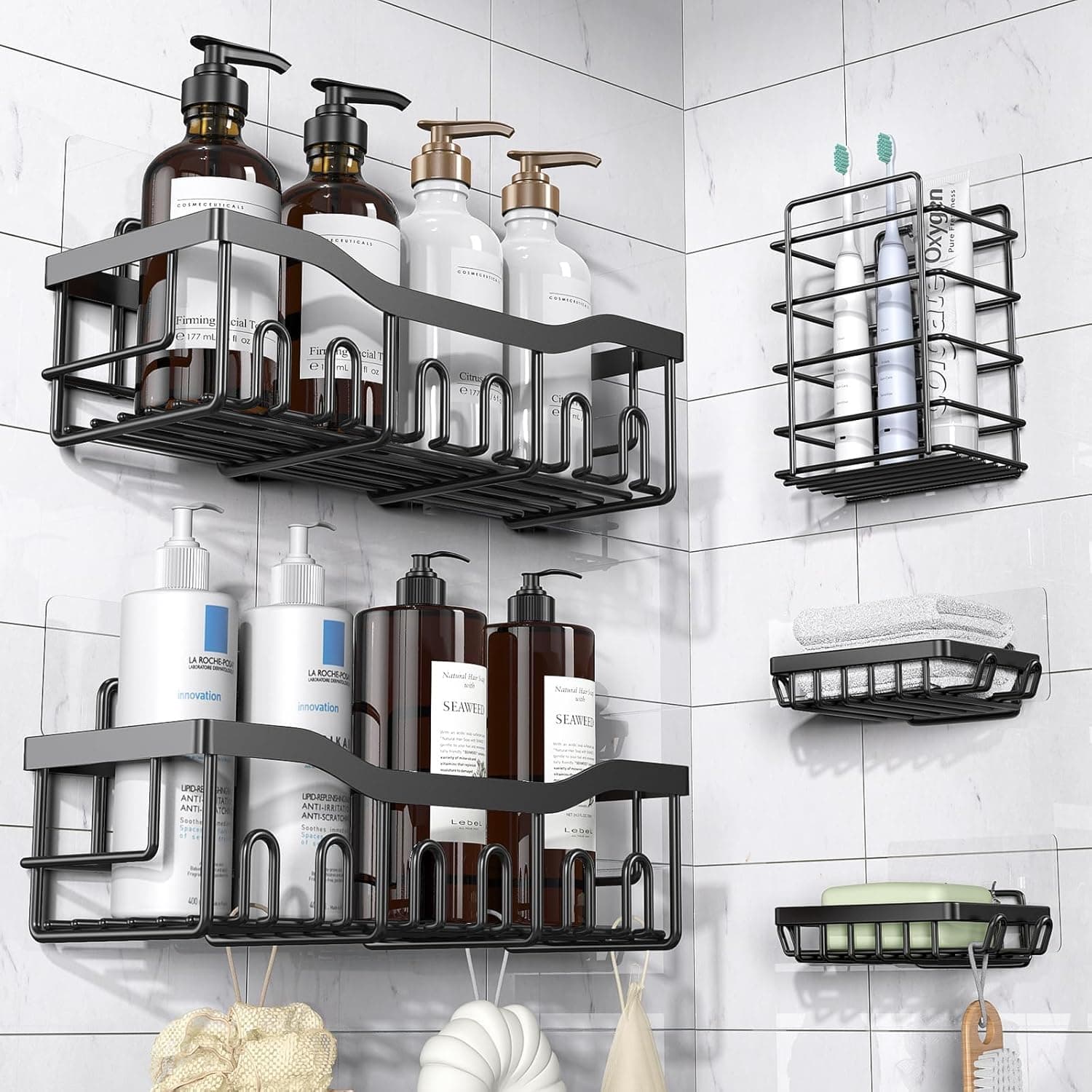 EUDELE Adhesive Shower Caddy, 5 pack