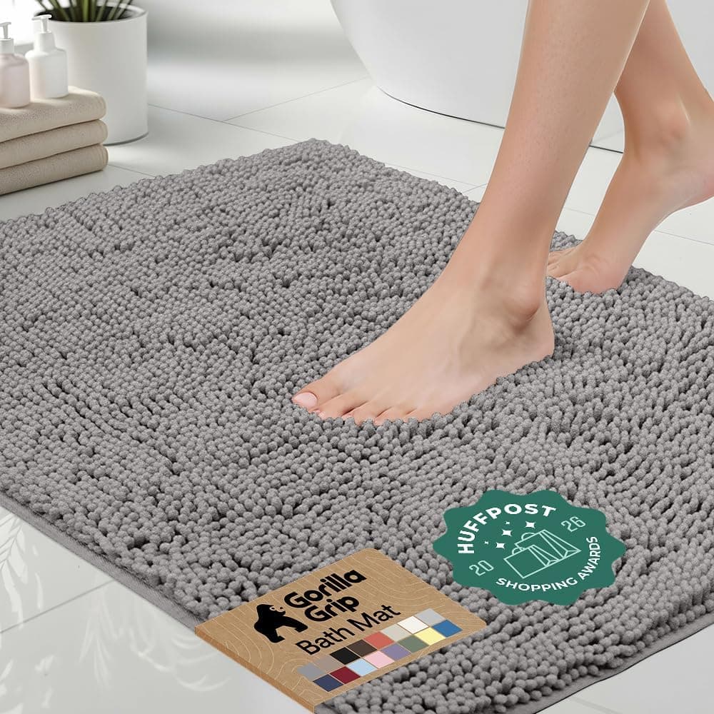 GORILLA GRIP Chenille Bath Rug, 24 x 17 in