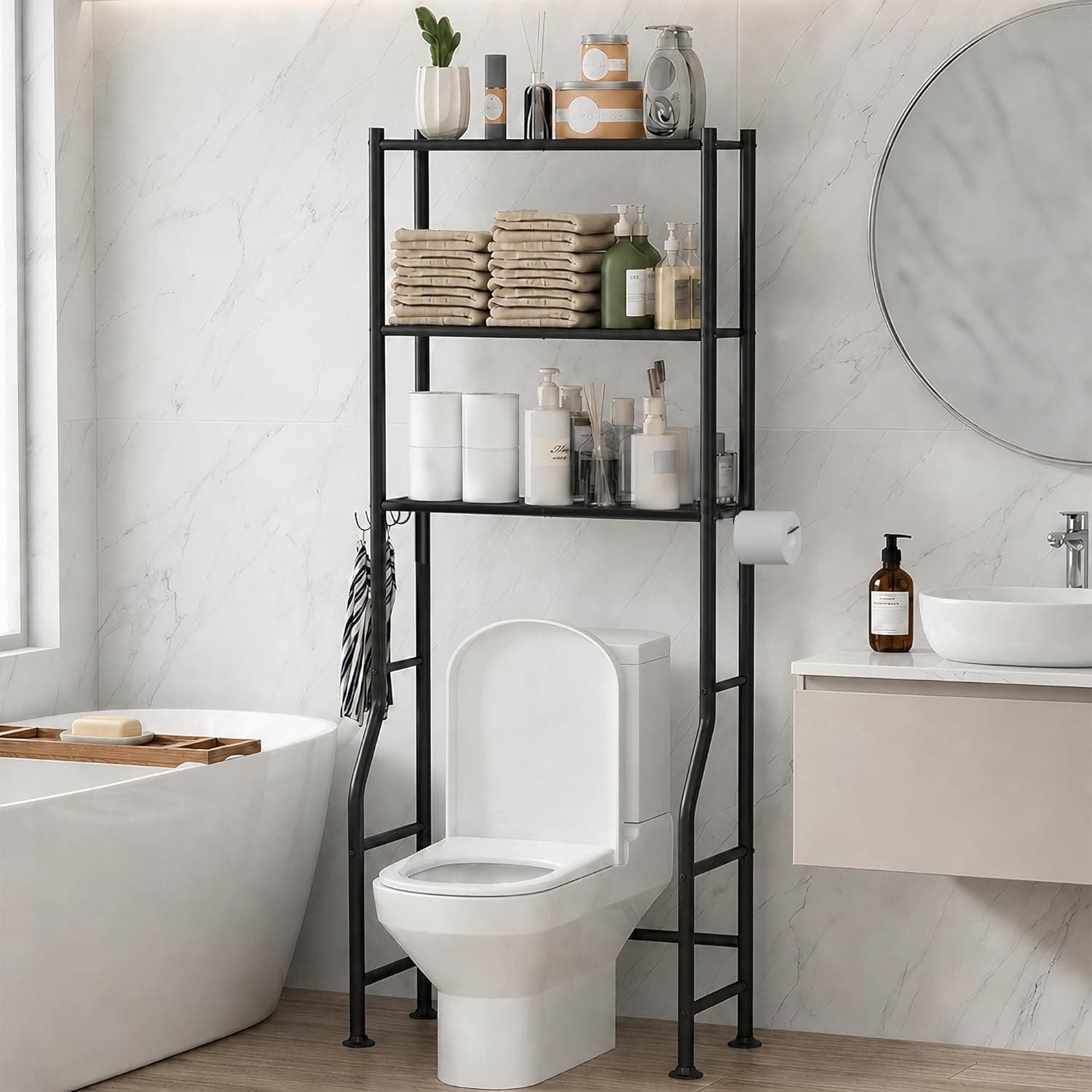 GloTika 3-Tier Over-Toilet Storage, 64 in