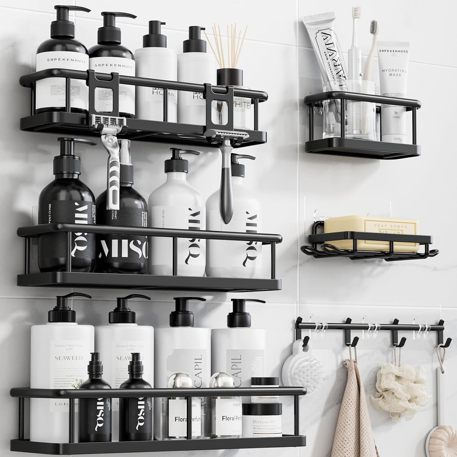 YASONIC Adhesive Shower Caddy, 6 pack
