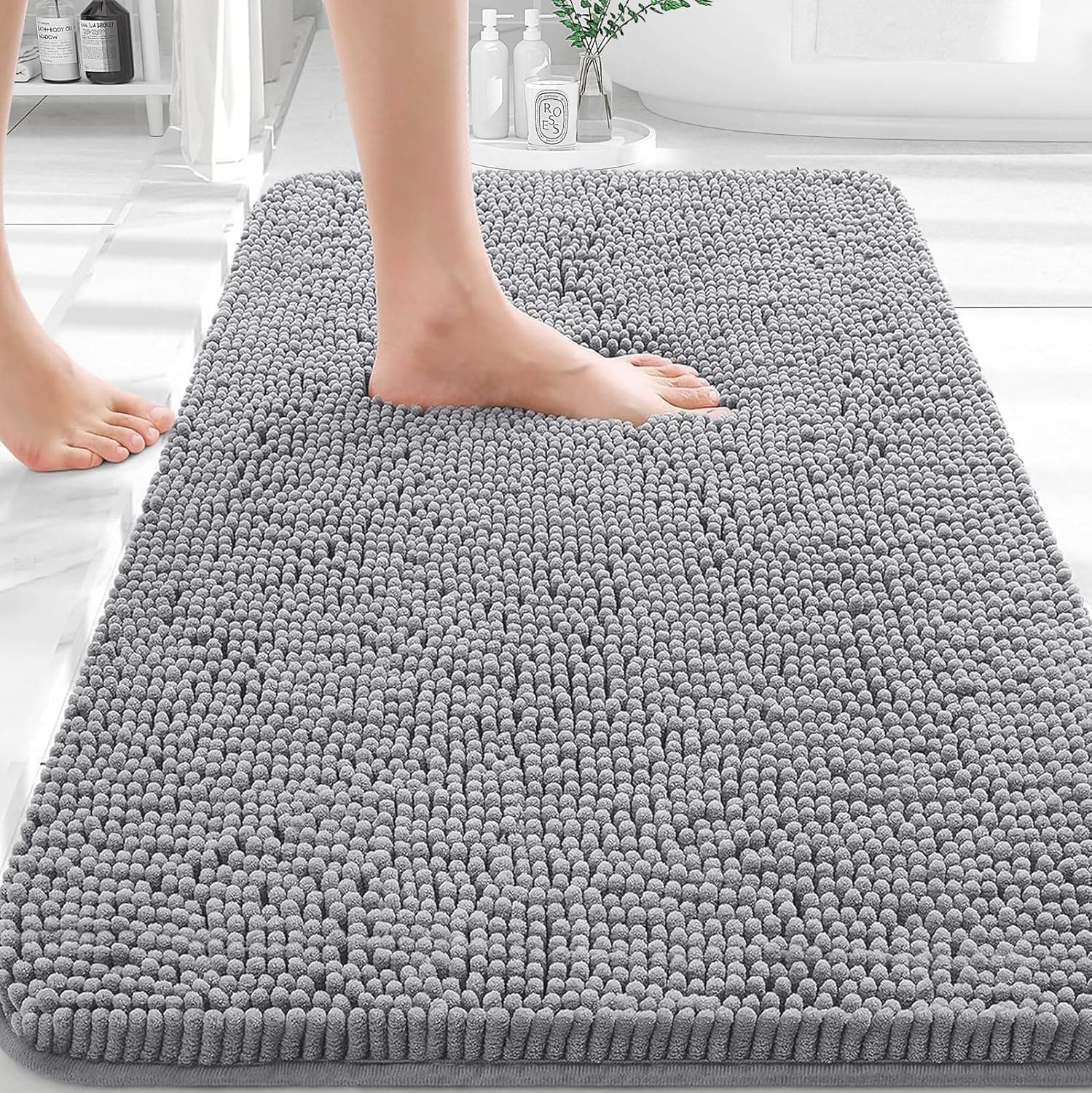 OLANLY Chenille Bath Rug, 30 x 20 in